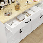 Buffet bahut de ferme marron/blanc avec 2 tiroirs et 4 portes