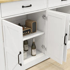 Buffet bahut de ferme marron/blanc avec 2 tiroirs et 4 portes
