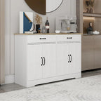 Buffet bahut de ferme marron/blanc avec 2 tiroirs et 4 portes