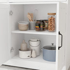 Buffet bahut de ferme marron/blanc avec 2 tiroirs et 4 portes