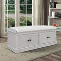Banc de rangement vintage 1 place avec 2 armoires - Gris délavé / Espresso / Bleu marine antique / Blanc