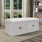 Banc de rangement vintage 1 place avec 2 armoires - Gris délavé / Espresso / Bleu marine antique / Blanc