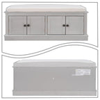 Banc de rangement vintage 1 place avec 2 armoires - Gris délavé / Espresso / Bleu marine antique / Blanc