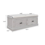 Banc de rangement vintage 1 place avec 2 armoires - Gris délavé / Espresso / Bleu marine antique / Blanc