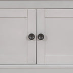 Banc de rangement vintage 1 place avec 2 armoires - Gris délavé / Espresso / Bleu marine antique / Blanc