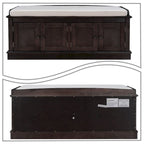 Banc de rangement vintage 1 place avec 2 armoires - Gris délavé / Espresso / Bleu marine antique / Blanc