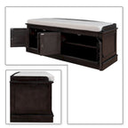 Banc de rangement vintage 1 place avec 2 armoires - Gris délavé / Espresso / Bleu marine antique / Blanc