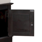 Banc de rangement vintage 1 place avec 2 armoires - Gris délavé / Espresso / Bleu marine antique / Blanc