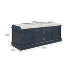 Banc de rangement vintage 1 place avec 2 armoires - Gris délavé / Espresso / Bleu marine antique / Blanc