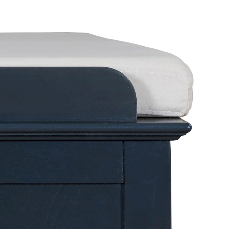Banc de rangement vintage 1 place avec 2 armoires - Gris délavé / Espresso / Bleu marine antique / Blanc