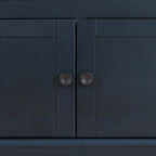 Banc de rangement vintage 1 place avec 2 armoires - Gris délavé / Espresso / Bleu marine antique / Blanc