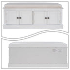 Banc de rangement vintage 1 place avec 2 armoires - Gris délavé / Espresso / Bleu marine antique / Blanc