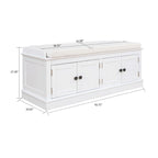 Banc de rangement vintage 1 place avec 2 armoires - Gris délavé / Espresso / Bleu marine antique / Blanc