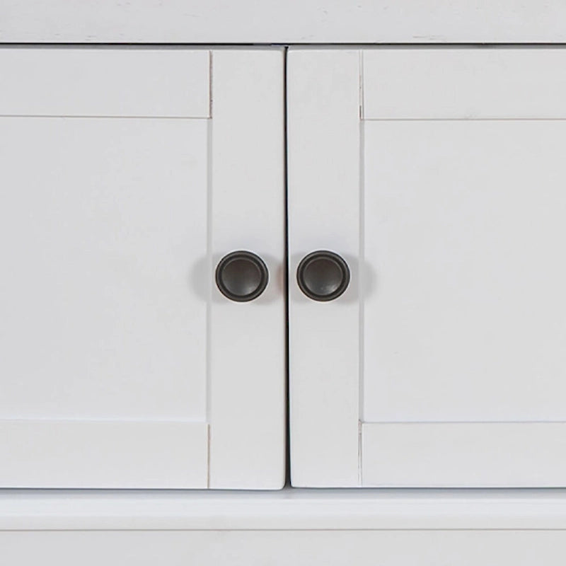 Banc de rangement vintage 1 place avec 2 armoires - Gris délavé / Espresso / Bleu marine antique / Blanc