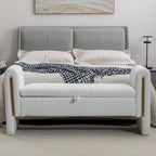 Teddy Fabric Storage Bench Bedroom Bench With Gold Metal Trim Strip For Living Room Bedroom Indoor