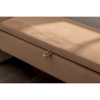 Banc de rangement 1 place en tissu bouclette ivoire/café avec liseré en métal doré