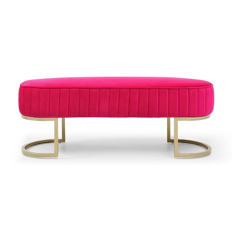 Banc ottoman sherpa en U bleu/rose rouge/gris, 1-2 personnes, 122 cm