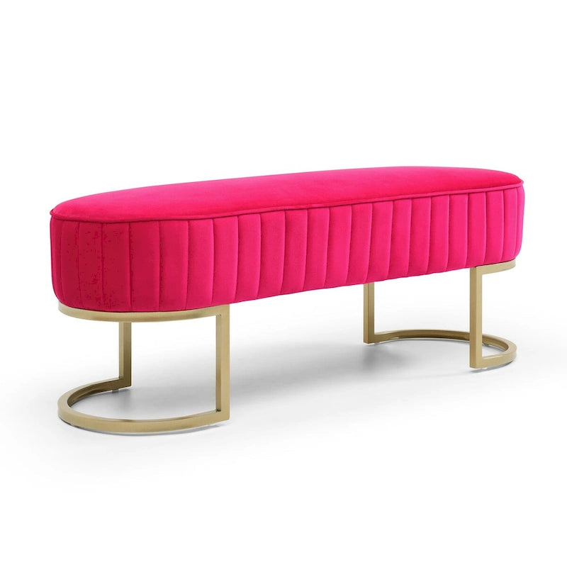 Banc ottoman sherpa en U bleu/rose rouge/gris, 1-2 personnes, 122 cm