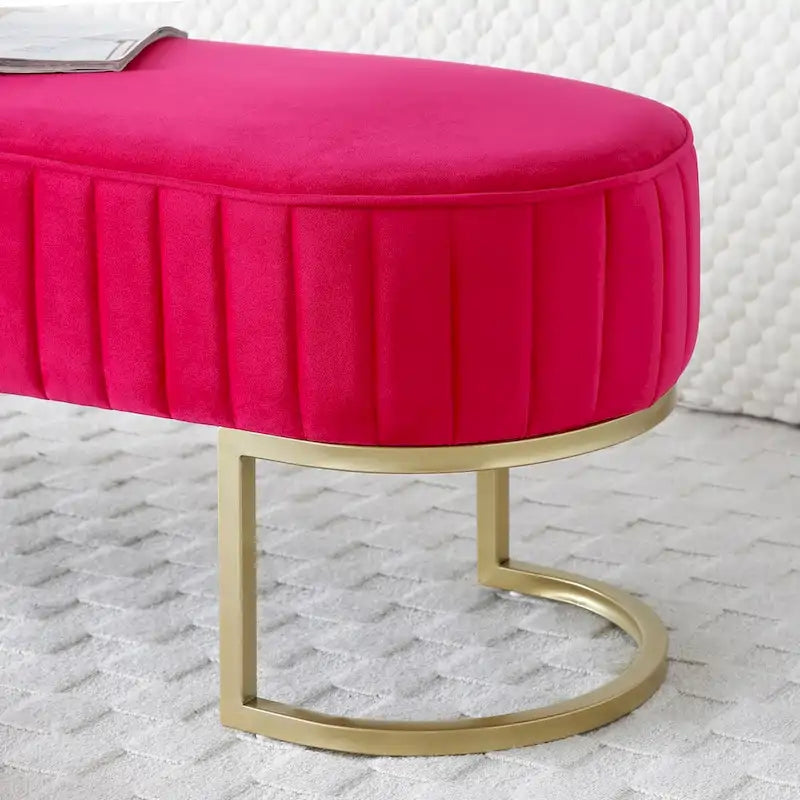 Banc ottoman sherpa en U bleu/rose rouge/gris, 1-2 personnes, 122 cm