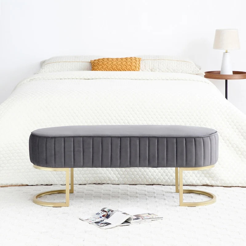Banc ottoman sherpa en U bleu/rose rouge/gris, 1-2 personnes, 122 cm