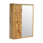 Meuble à miroir sculpté Ananas Blanc – Bois massif, 1 porte, usage individuel