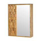 Meuble à miroir sculpté Ananas Blanc – Bois massif, 1 porte, usage individuel