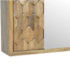 Meuble à miroir sculpté Ananas Blanc – Bois massif, 1 porte, usage individuel