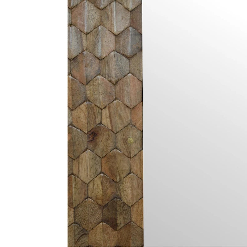 Meuble à miroir sculpté Ananas Blanc – Bois massif, 1 porte, usage individuel