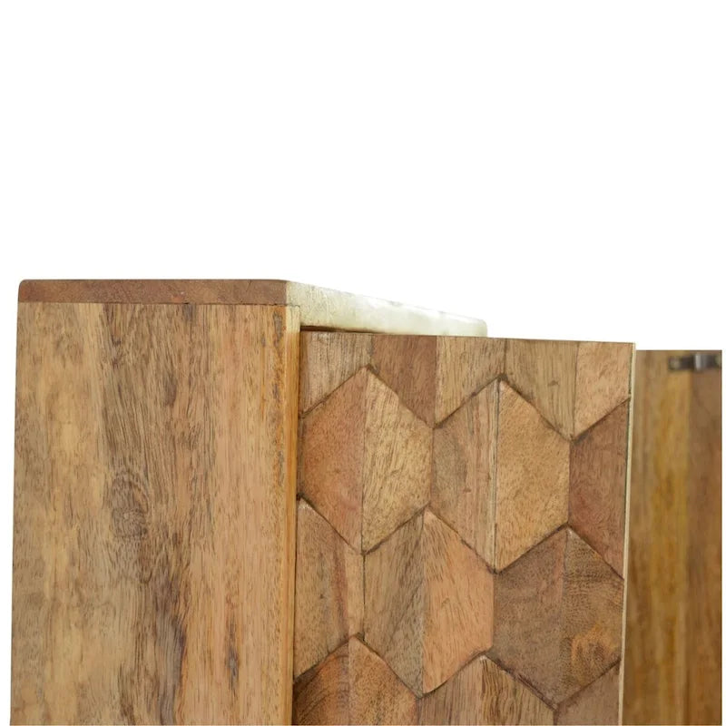 Meuble à miroir sculpté Ananas Blanc – Bois massif, 1 porte, usage individuel
