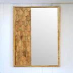 Meuble à miroir sculpté Ananas Blanc – Bois massif, 1 porte, usage individuel