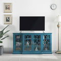 Meuble TV et buffet bleu sarcelle avec 4 portes — Style rétro