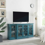 Meuble TV et buffet bleu sarcelle avec 4 portes — Style rétro