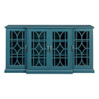 Meuble TV et buffet bleu sarcelle avec 4 portes — Style rétro
