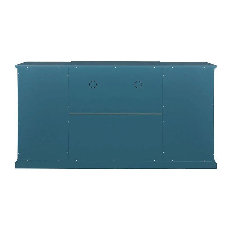 Meuble TV et buffet bleu sarcelle avec 4 portes — Style rétro