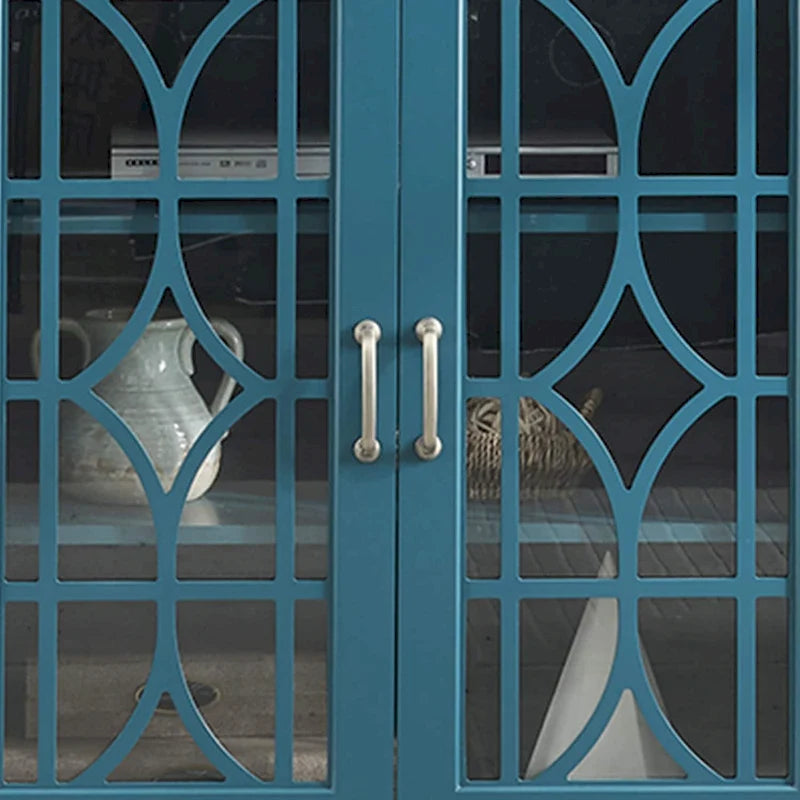 Meuble TV et buffet bleu sarcelle avec 4 portes — Style rétro