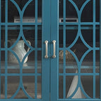 Meuble TV et buffet bleu sarcelle avec 4 portes — Style rétro