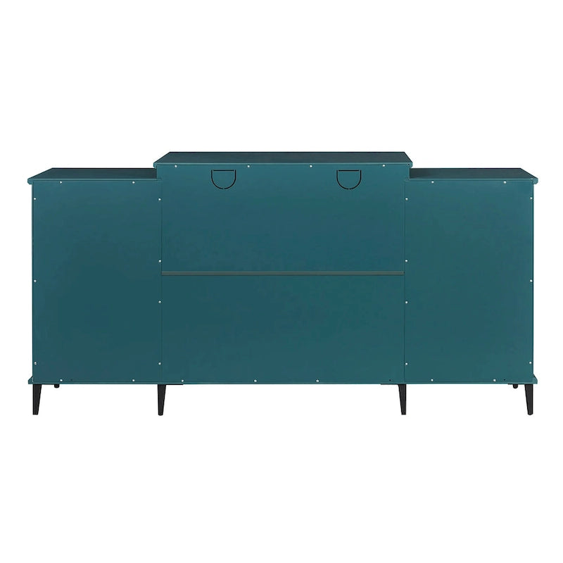 Meuble TV et buffet bleu sarcelle avec 4 portes — Style rétro