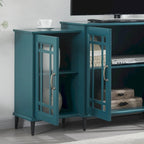 Meuble TV et buffet bleu sarcelle avec 4 portes — Style rétro