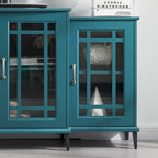 Meuble TV et buffet bleu sarcelle avec 4 portes — Style rétro