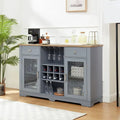 Bahut bleu clair et chêne de 142 cm avec portes vitrées et 2 tiroirs