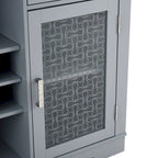 Bahut bleu clair et chêne de 142 cm avec portes vitrées et 2 tiroirs