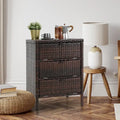 Commode de rangement en rotin brun à 3 tiroirs