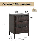 Commode de rangement en rotin brun à 3 tiroirs