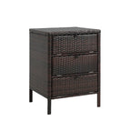 Commode de rangement en rotin brun à 3 tiroirs
