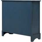 Meuble de rangement de style ferme gris clair/bleu marine antique/blanc délavé avec 2 tiroirs et 4 paniers en rotin