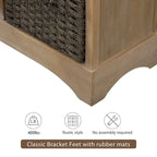 Meuble de rangement de style ferme gris clair/bleu marine antique/blanc délavé avec 2 tiroirs et 4 paniers en rotin