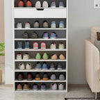 Meuble à Chaussures Haut Blanc, 13 Étagères, Peut Contenir 40 Paires