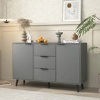 Buffet commode à 2 portes et tiroirs gris/naturel