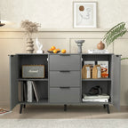 Buffet commode à 2 portes et tiroirs gris/naturel