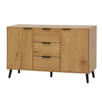 Buffet commode à 2 portes et tiroirs gris/naturel